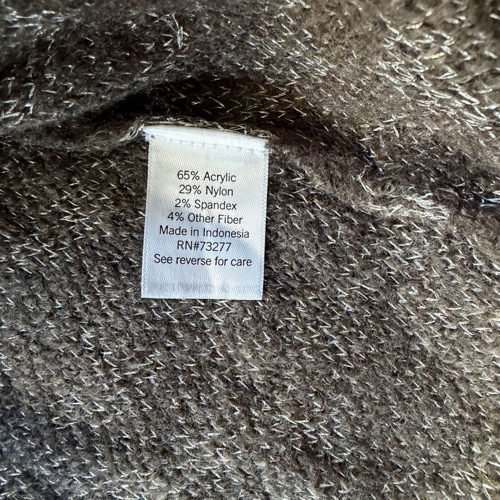 NINE WEST Womens Gray Leopard Metallic Print V-Neck Tunic Sweater Size XL Cozy - Picture 9 of 12